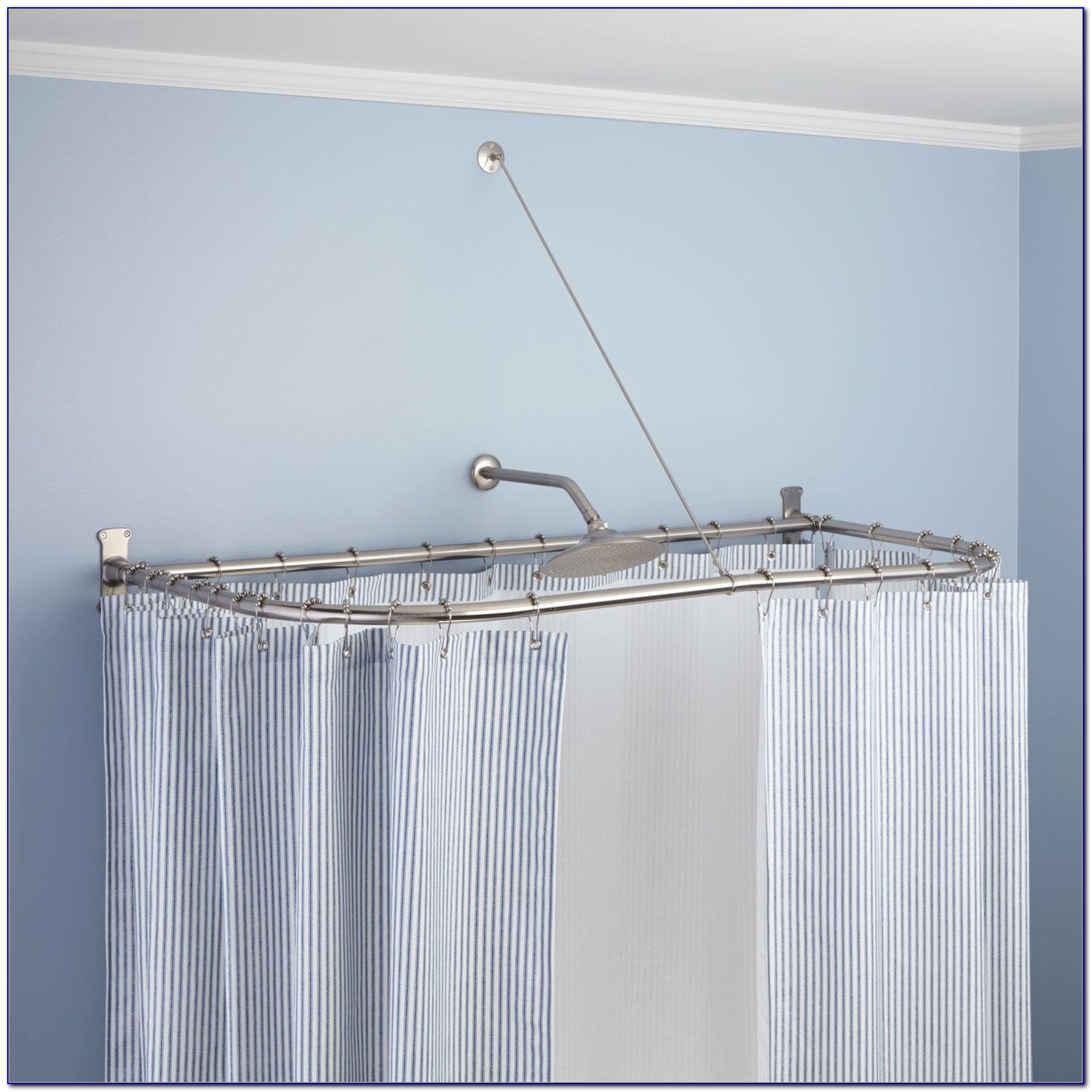 L Shaped Shower Curtain Rod With Ceiling Support - Curtain : Home ...